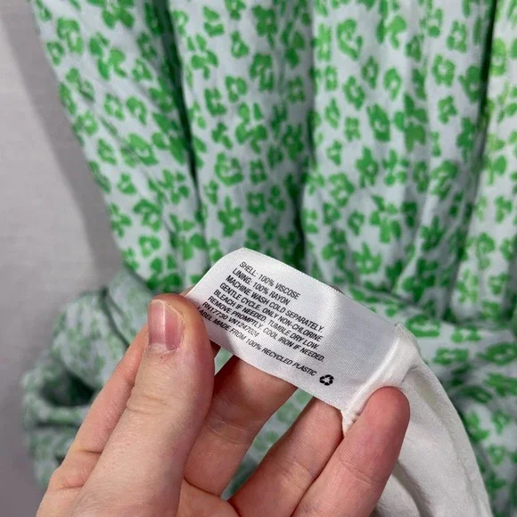 Rixo Dress Womens 2X Green Floral Neon Leopard Sleeveless Ruffle Chic Preppy - Picture 6 of 11